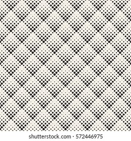 Stylish Minimalistic Halftone Circle Grid. Abstract Geometric Background Design. Vector Seamless Black and White Pattern.