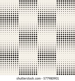 Stylish Minimalistic Halftone Circle Grid. Abstract Geometric Background Design. Vector Seamless Black and White Pattern.