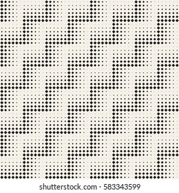 Stylish Minimalistic Halftone Circle Grid. Abstract Geometric Background Design. Vector Seamless Black and White Pattern.