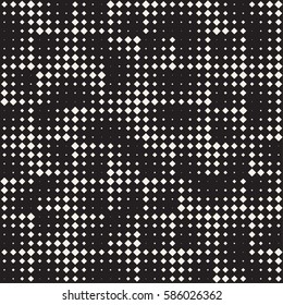 Stylish Minimalistic Halftone Circle Grid. Abstract Geometric Background Design. Vector Seamless Black and White Pattern.