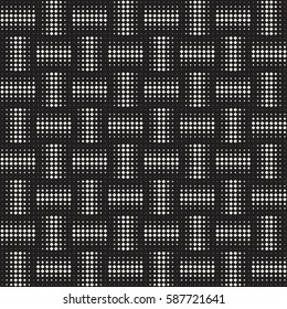 Stylish Minimalistic Halftone Circle Grid. Abstract Geometric Background Design. Vector Seamless Black and White Pattern.