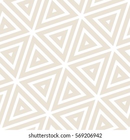 Stylish Minimalistic Triangle Shape Lines Grid. Abstract Geometric Background Design. Vector Seamless Black and White Pattern.