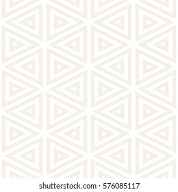 Stylish Minimalistic Triangle Shape Lines Grid. Abstract Geometric Background Design. Vector Seamless Black and White Pattern.