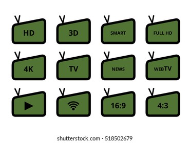 Stylish and minimalistic TV set with dark green background