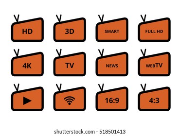Stylish and minimalistic TV set with orange background