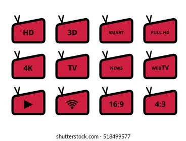 Stylish and minimalistic TV set with red background