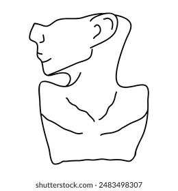 Stylish minimalistic vase in the shape of a female face with a neck. Doodle flower pot. Hand drawn interior item