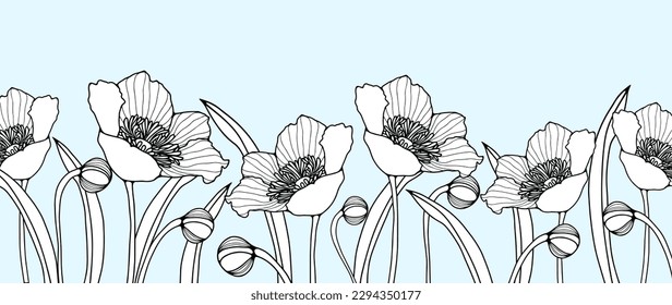 Elegante ilustración vectorial minimalista con flores blancas, brotes y hojas. Ilustración para la decoración, cubiertas, fondos, tarjetas y presentaciones
