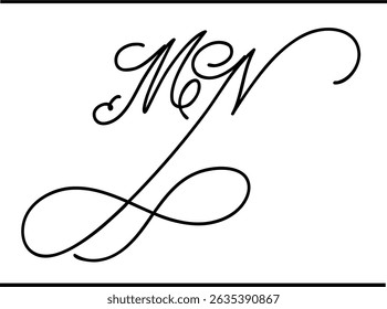 Stylish MN Emblem Logo, MN Signature Logo in Script Typography – Minimalist Monogram Design for Modern and Elegant Branding