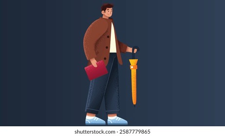 A stylish model boy character depicted in both standing and walking poses, showcasing confidence, modern fashion, and a well-defined character design