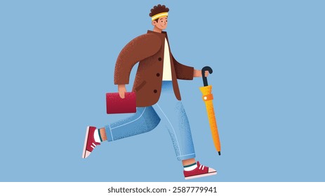 A stylish model boy character depicted in both standing and walking poses, showcasing confidence, modern fashion, and a well-defined character design