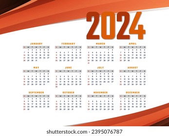 Stylish modern 2024 new year calendar design vector
