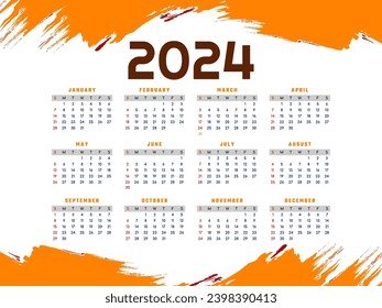 Stylish modern 2024 new year calendar design vector