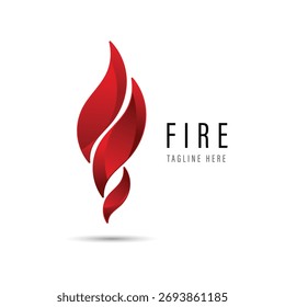 Stilvolles, modernes Logo-Design mit roter Flamme aus 3D-Rendering und Platz für Text und Slogan