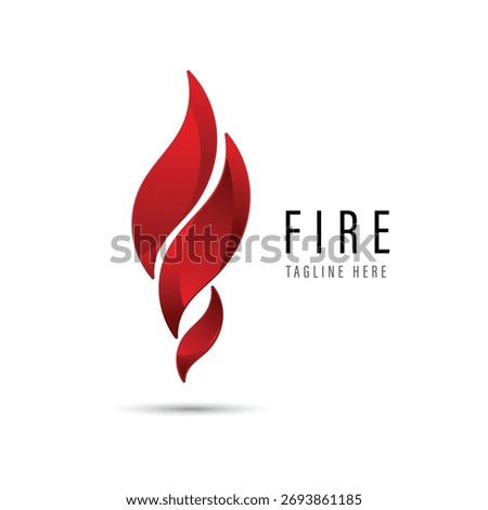 Stylish, modern 3D-rendered red flame logo design with space for text and tagline