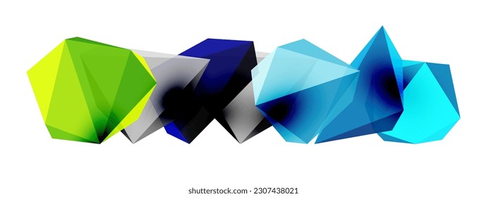 A stylish and modern abstract background featuring geometric 3D shapes constructed from low-poly triangles, perfect for contemporary designs