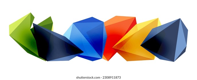 A stylish and modern abstract background featuring geometric 3D shapes constructed from low-poly triangles, perfect for contemporary designs
