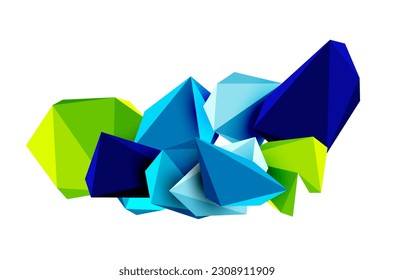 A stylish and modern abstract background featuring geometric 3D shapes constructed from low-poly triangles, perfect for contemporary designs