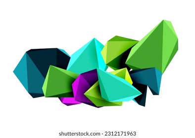 A stylish and modern abstract background featuring geometric 3D shapes constructed from low-poly triangles, perfect for contemporary designs
