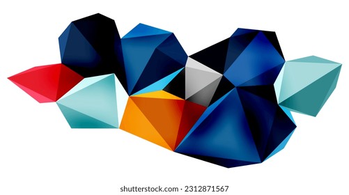 Un fondo abstracto elegante y moderno con formas geométricas 3D construidas a partir de triángulos de baja polilla, perfecto para diseños contemporáneos