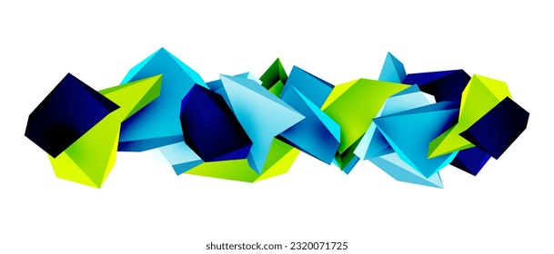 A stylish and modern abstract background featuring geometric 3D shapes constructed from low-poly triangles, perfect for contemporary designs