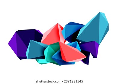 A stylish and modern abstract background featuring geometric 3D shapes constructed from low-poly triangles, perfect for contemporary designs