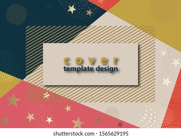 Stylish, modern banner design. Horizontal template. Shiny stars, circles, dots, stripes on a colorful background. Discounts, sales, new collection. Vector illustration.