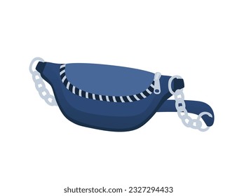 Stylish modern blue color waist banana bag vector illustration isolated on white background