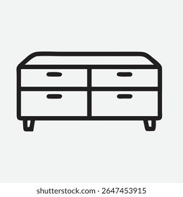 Stylish and Modern Cabinet-Bed Icon in Minimal Line Art Style