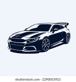 Stylish modern car black ink silhouette illustration for your projects
