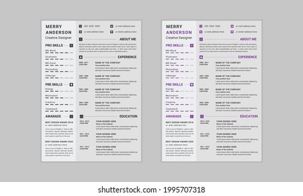 Stilvolles, modernes und sauberes professionelles cv Lebenslauf-Vorlagendesign für den Job-Wining