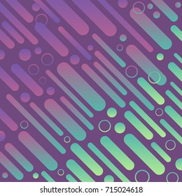 Stylish modern colorful motion gradient pattern on violet background. Design composition of violet and green round spots and diagonal lines. Vector illustration.