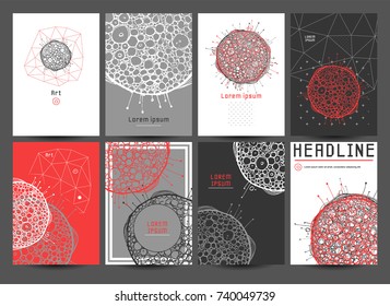 Stylish modern design. Big set of templates and backgrounds. Abstractions for your project. Grey, red, black colors. Hand drawn elements. 