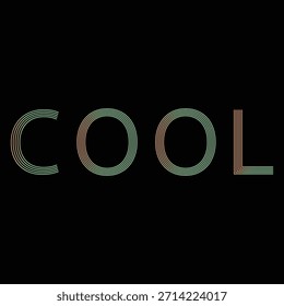Un gráfico digital elegante y moderno con la palabra "COOL" renderizado con un efecto de rayas degradadas vibrantes, que simboliza la frescura y la tendencia. Ideal para proyectos contemporáneos.