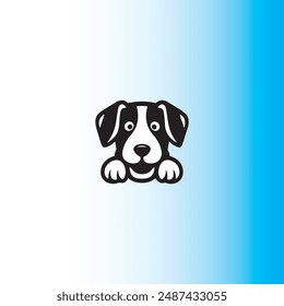 A stylish and modern dog logo, featuring a playful and friendly canine with a sleek black and white color scheme. The dog's eyes andnose are in black, while the rest of its body is in white, 