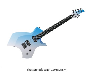 Stylish Modern Electric Guitar Isolated on White Background. Vector EPS10