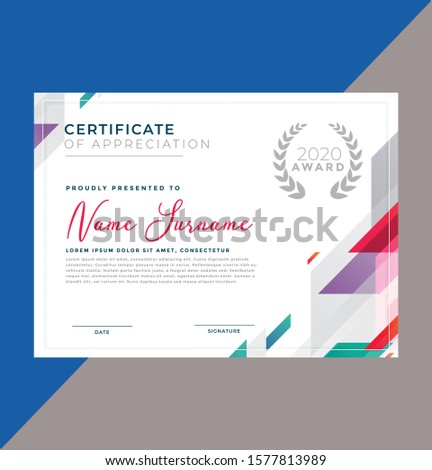 stylish modern elegant certificate of achievement award template design vector illustration