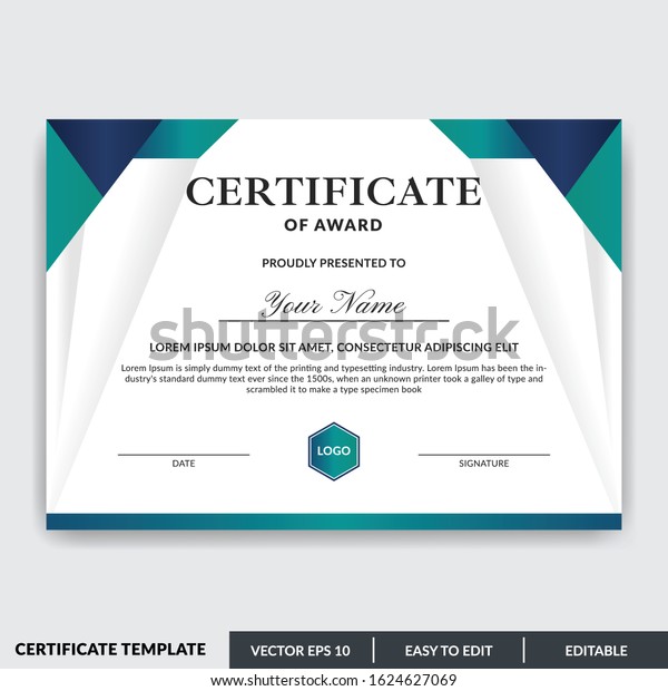 Stylish Modern Elegant Certificate Award Template Stock Vector (Royalty ...