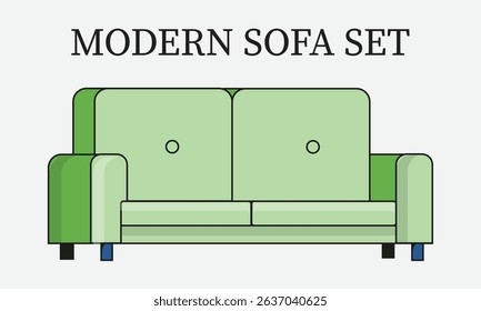 Stylish Modern Green Sofa Set Illustration for Home Decor Design