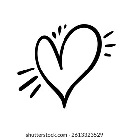 A stylish and modern hand-drawn heart design that is perfect for expressing love, joy, and positivity