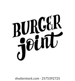 A stylish and modern hand-lettered phrase "Burger joint". Perfect for creating t-shirt designs, posters, and other design projects related to food, restaurants, and pop culture. 