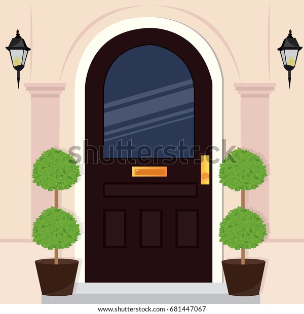 Stylish Modern House Facade Design Beautiful Stock Vector Royalty