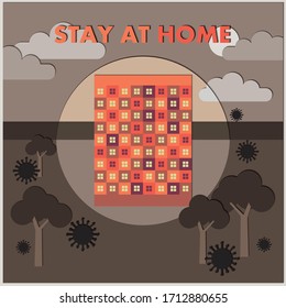 Stylish modern illustration for a banner, poster, sticker or website. Stay home. Quarantine, home comfort, external threats. Abstract minimalistic icon with a harmonious combination of colors.
EPS 10