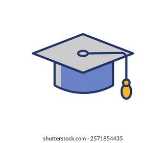 A stylish and modern illustration of a graduation cap, perfect for educational websites, presentations, or celebratory designs.