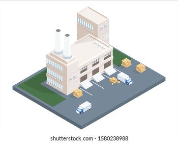 Stylish modern isometric vector Factory illustration. 