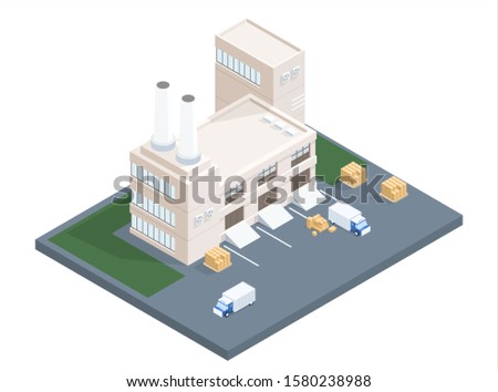 Stylish modern isometric vector Factory illustration. 