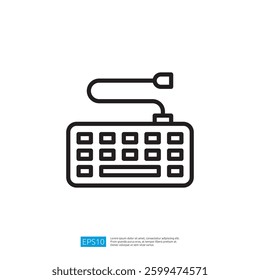 Stylish modern keyboard illustration showcasing minimalist design with cable connection and clean lines on a white background emphasizing functionality and technology in any workspace