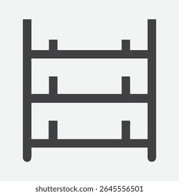 Stylish and Modern Ladder Shelf Icon in Minimalist Line Art Illustration
