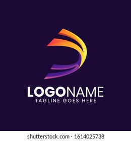 Stylish modern letter D logo design