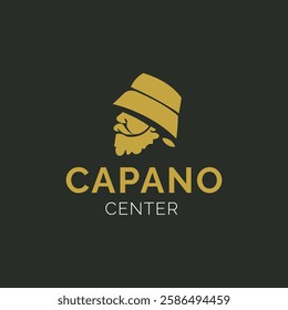 Stylish and modern logo illustration featuring a bearded man in a bucket hat, perfect for branding, fashion, and business identity.